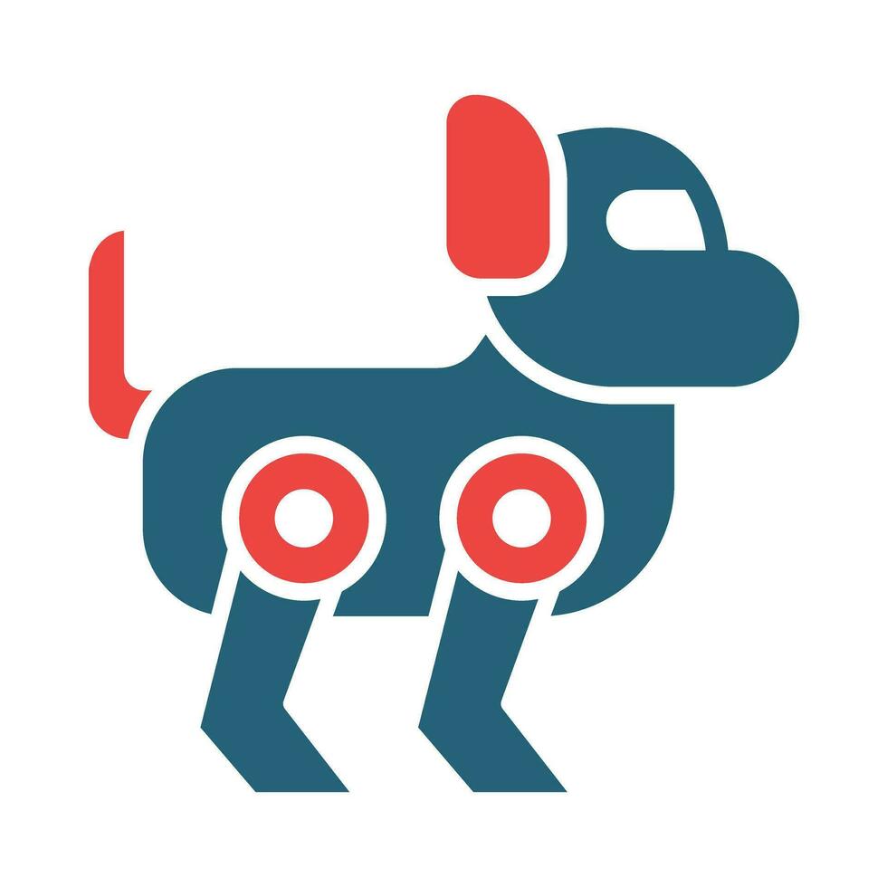 robot cane glifo Due colore icona design vettore