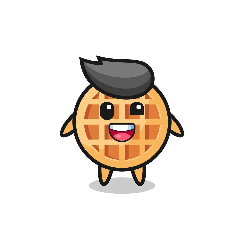 illustrazione di un personaggio di waffle circolare con pose imbarazzanti vettore