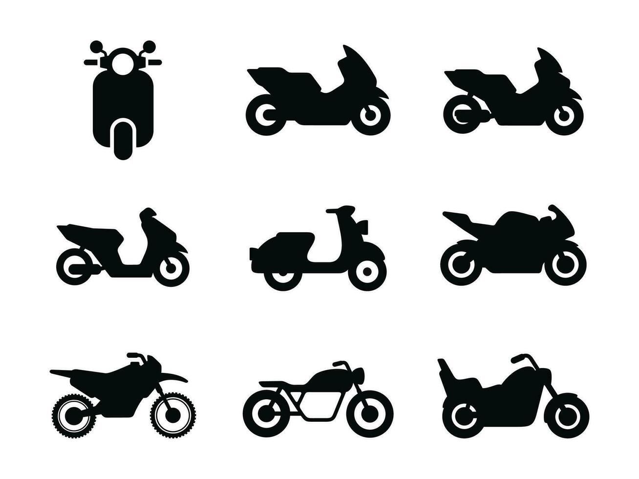 motocicletta icona impostato isolato su bianca sfondo vettore