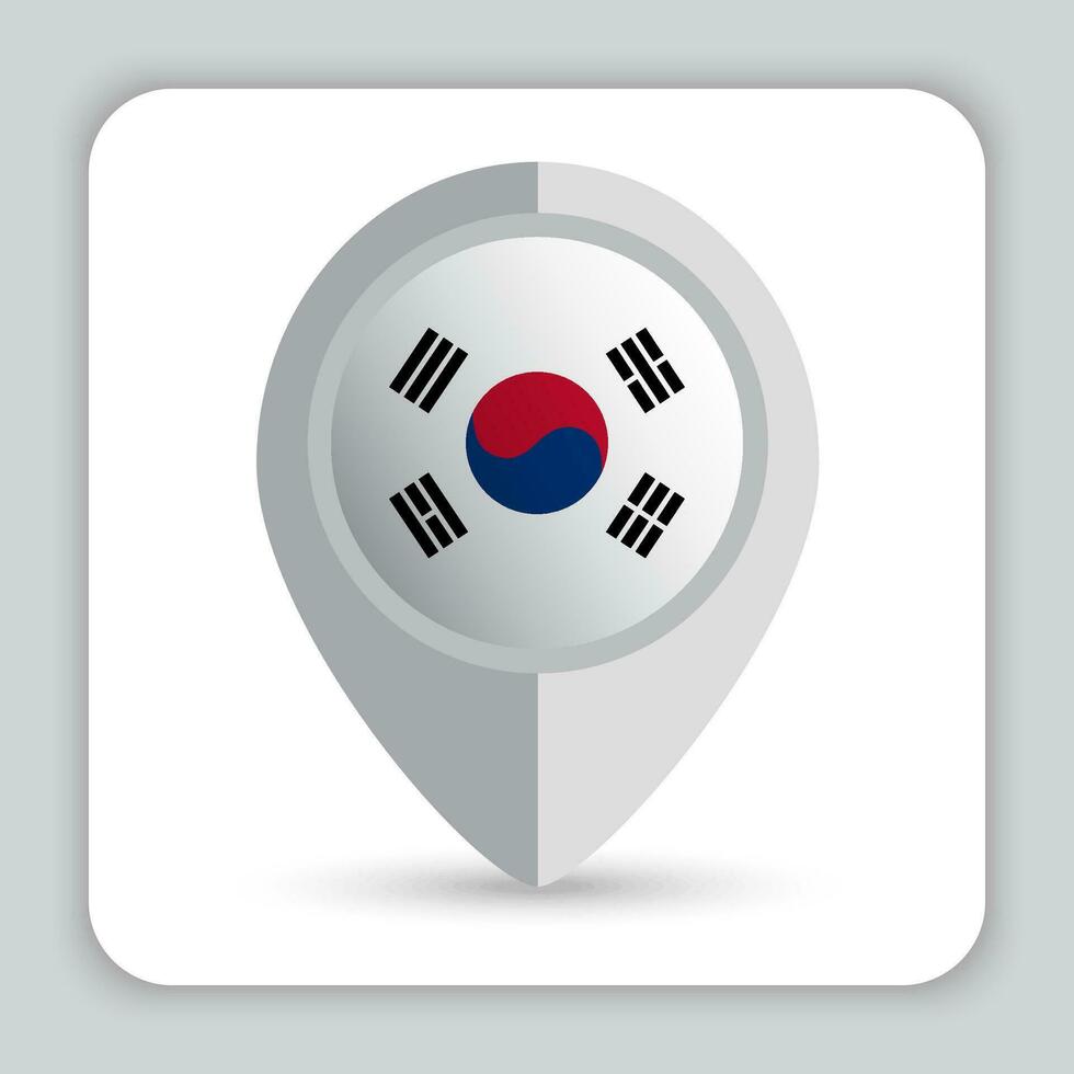 Sud Corea bandiera perno carta geografica icona vettore