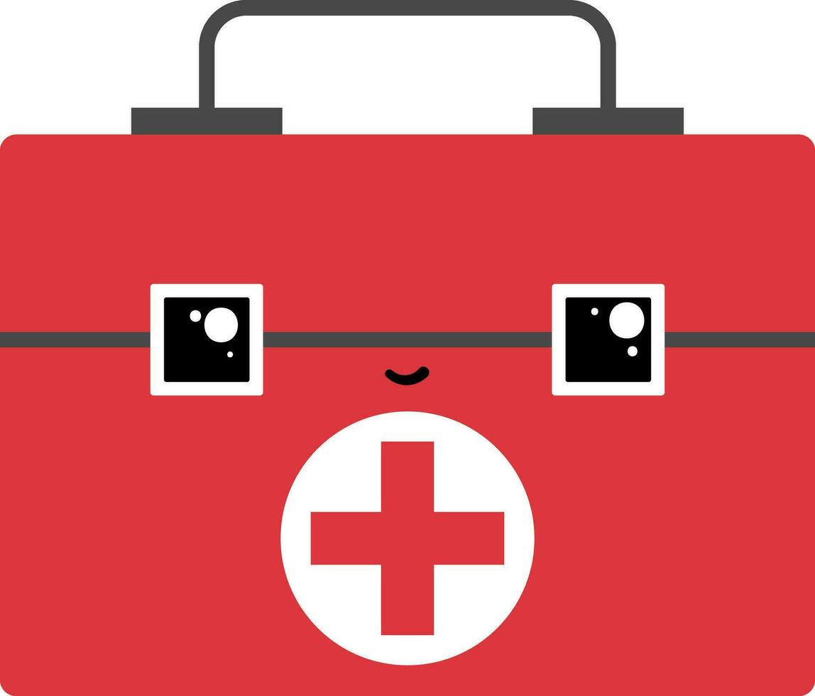 emoji di un' sorridente rosso medico borsa di pronto soccorso kit, vettore o colore illustrazione