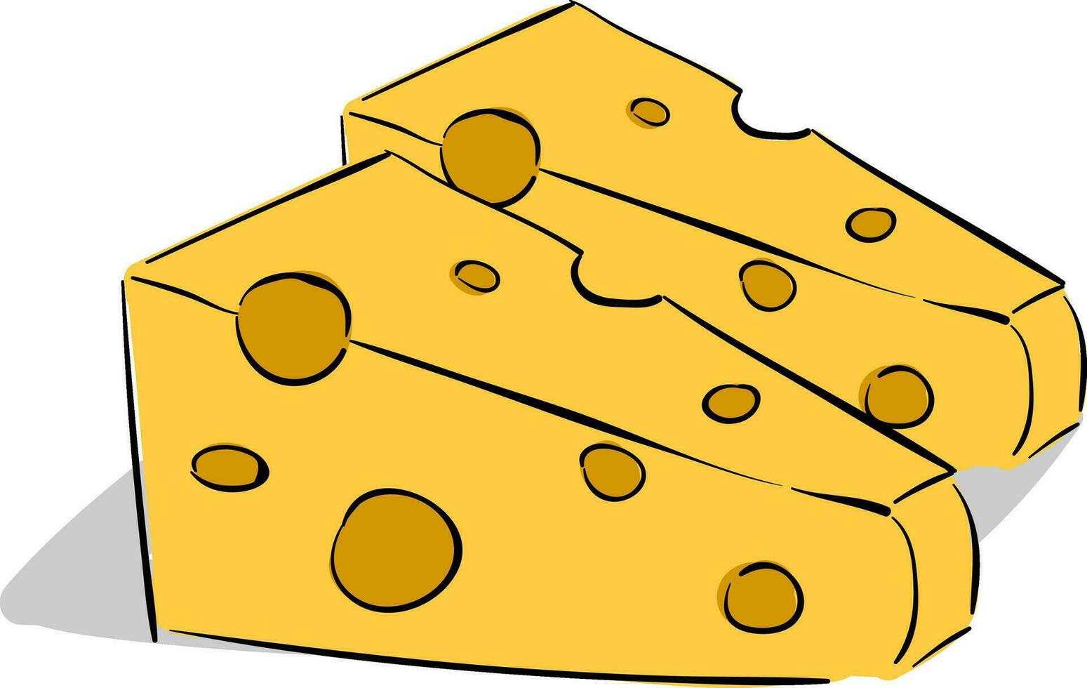 Due pezzi di di forma triangolare formaggio vettore o colore illustrazione