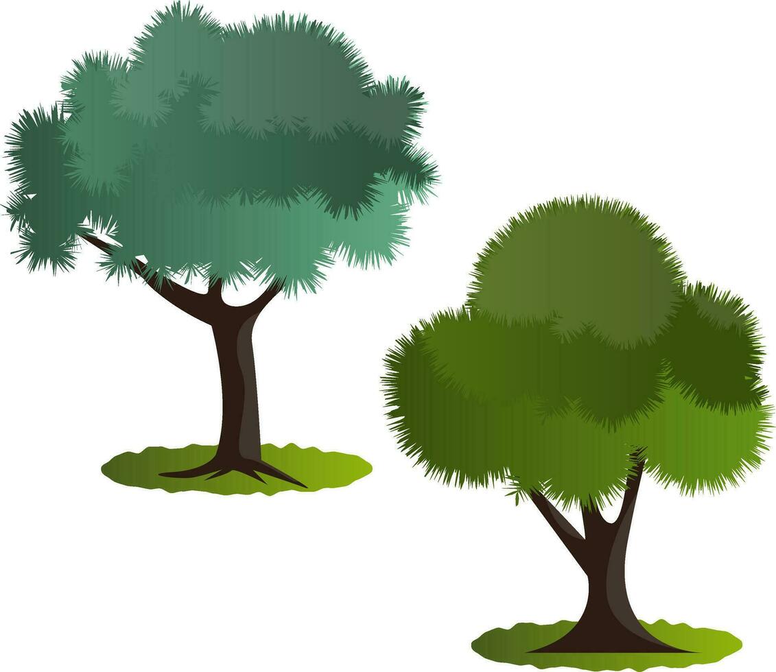 coppia di verde alberi vettore illustrazione su bianca sfondo