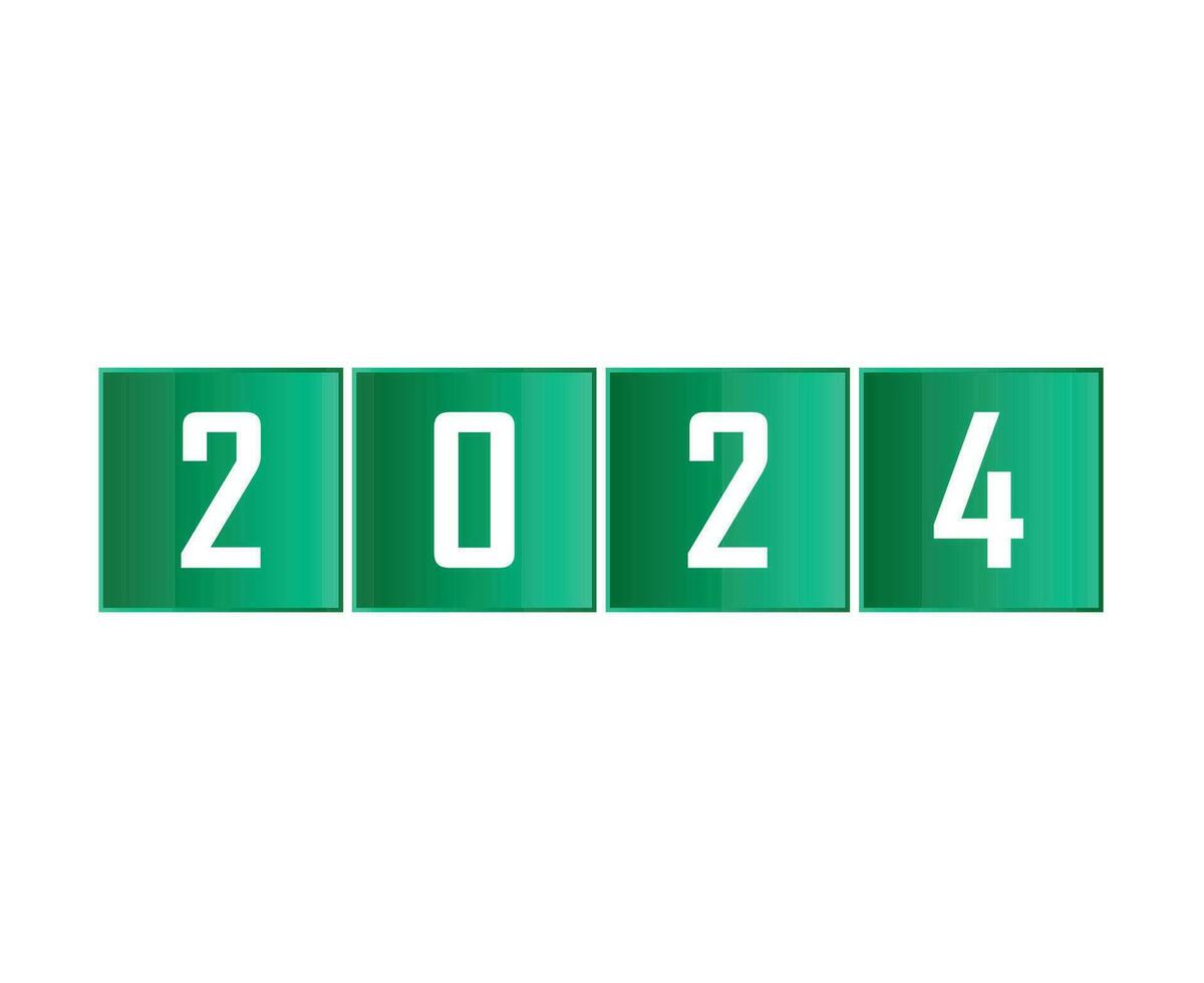 2024 contento nuovo anno astratto verde grafico design vettore logo simbolo illustrazione