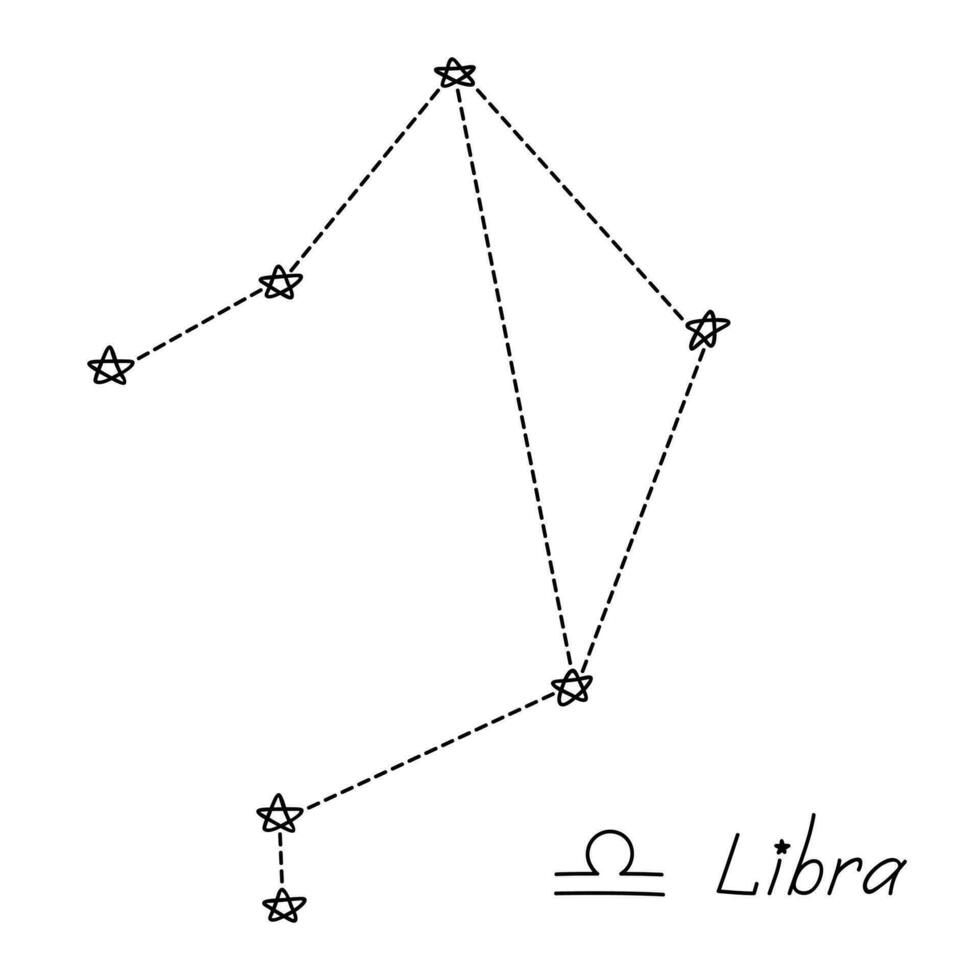 mano disegnato Libra zodiaco cartello esoterico simbolo scarabocchio astrologia clipart elemento per design vettore