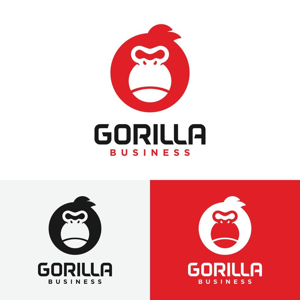 semplice testa di gorilla nera nel modello di progettazione del logo a forma di cerchio vettore