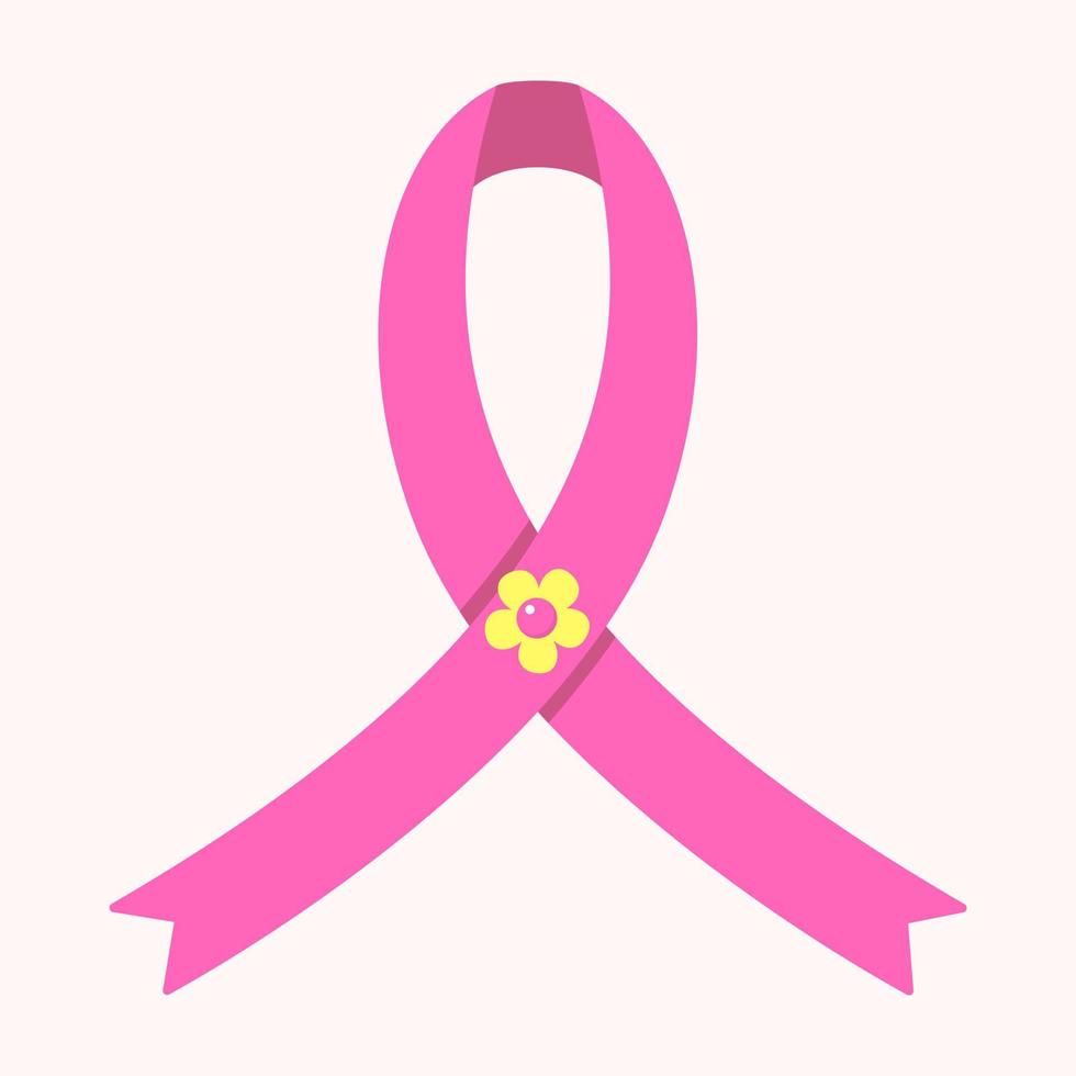 illustrazione vettoriale del nastro del fiore di consapevolezza del cancro al seno