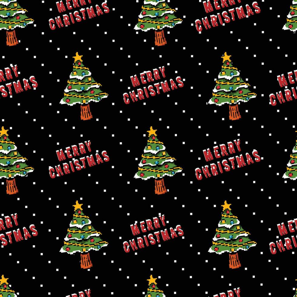 pixel arte Natale albero gioco stile senza soluzione di continuità modello vettore
