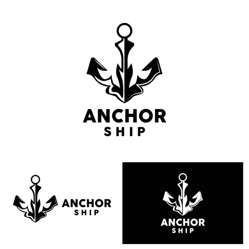 ancora logo semplice elegante design marino nave vettore icona simbolo illustrazione