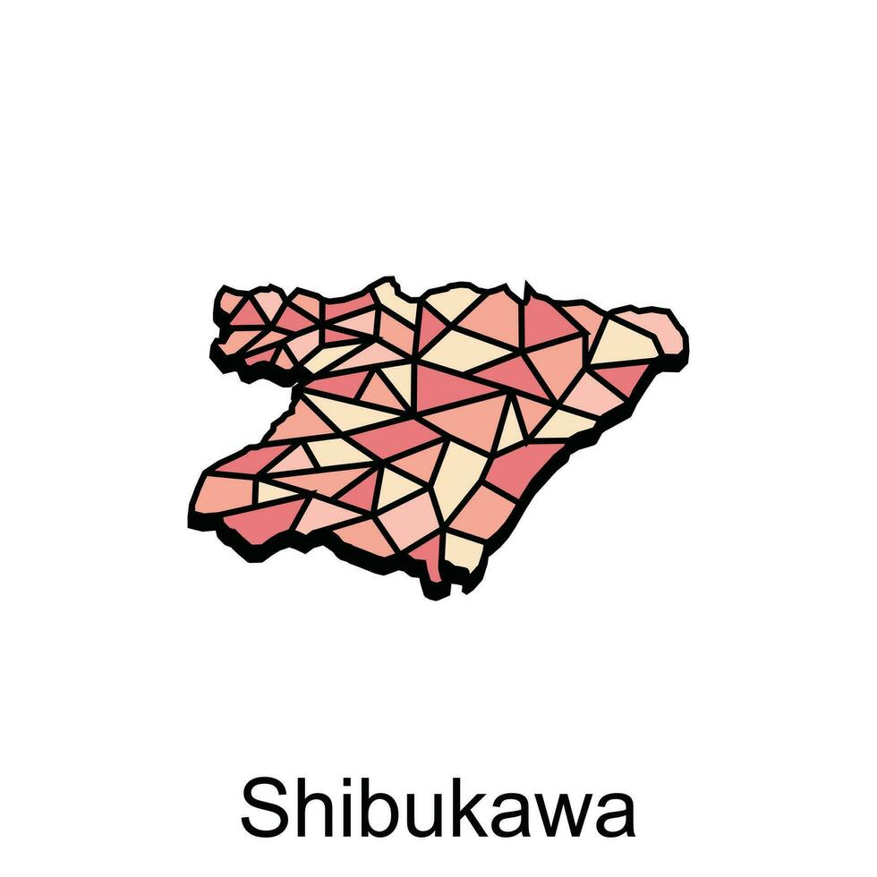 carta geografica città di shibukawa vettore illustrazione geometrico poligono disegno, isolato su bianca sfondo, illustrazione design modello