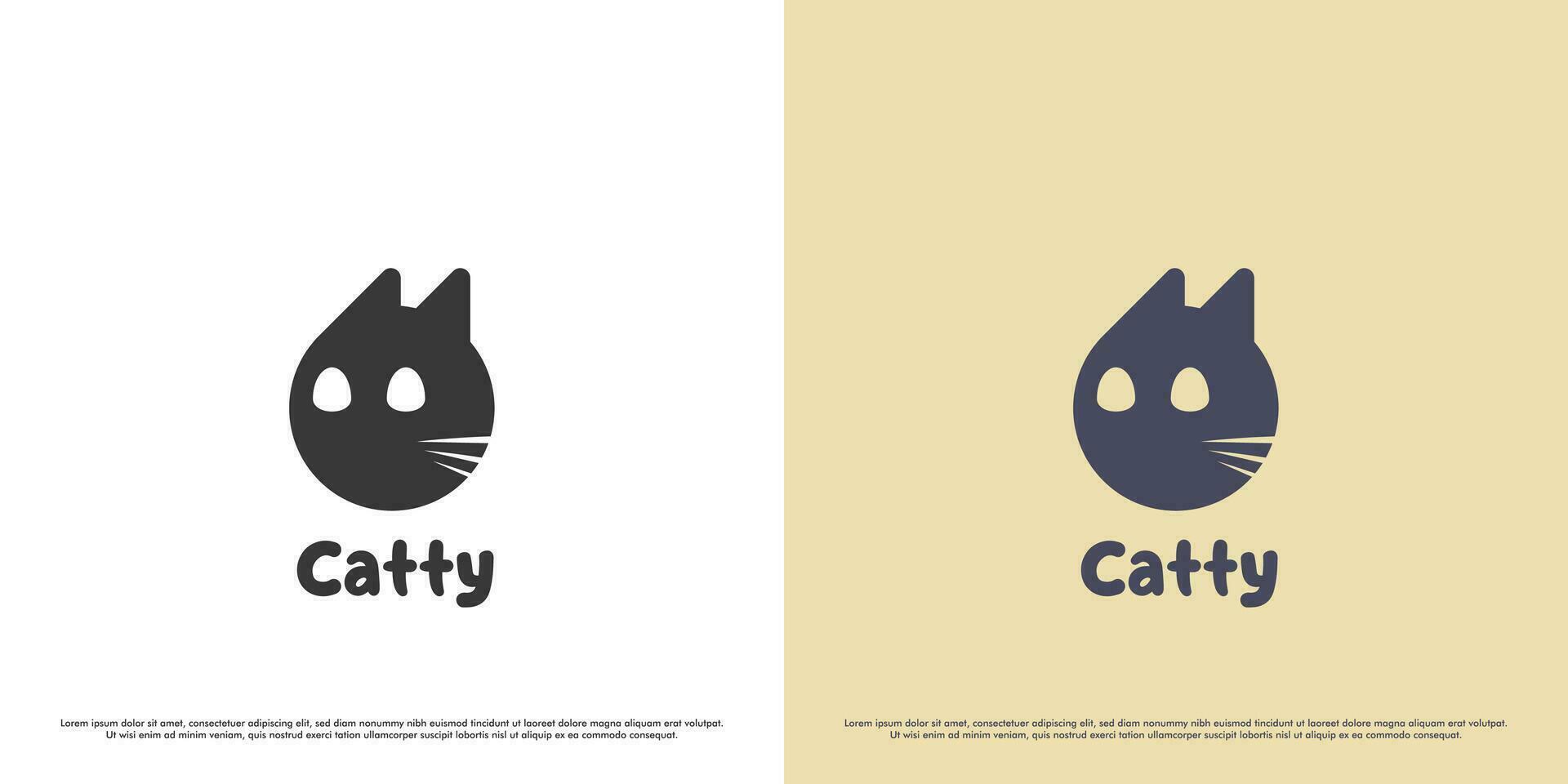 carino gatto logo design illustrazione. silhouette di carino bambino animale domestico gatto nel cerchio forma cartone animato. minimalista creativo astratto personaggio semplice piatto icona concetto. vettore