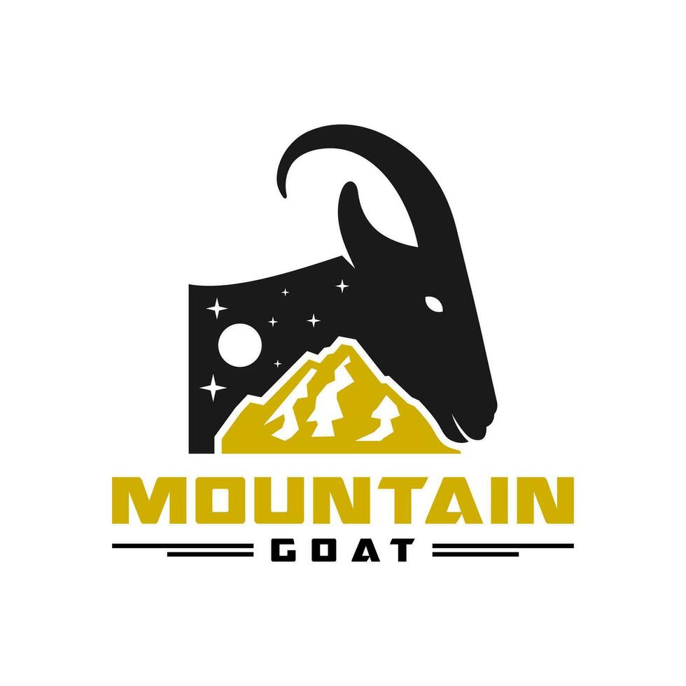 montagna capra illustrazione logo vettore