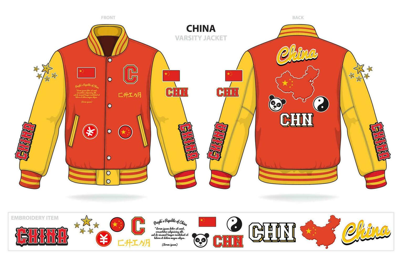 Vintage ▾ varsity Cina giacca modello modello vettore