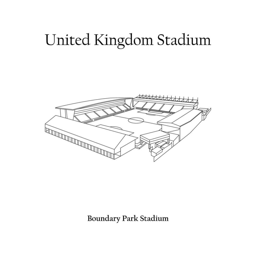 grafico design di il confine parco stadio, Oldham città, Oldham atletico casa squadra. unito regno internazionale calcio stadio. premier lega vettore