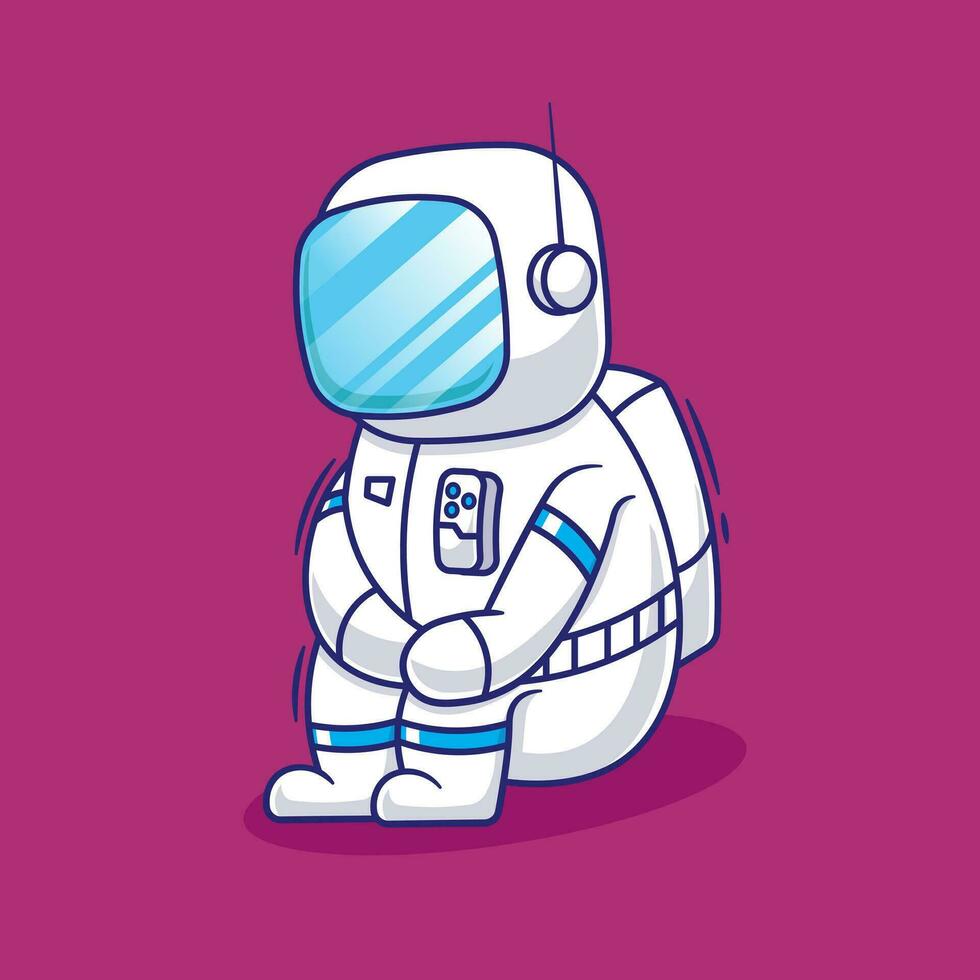carino cartone animato seduta astronauta vettore illustrazione. scienza tecnologia elemento impostato