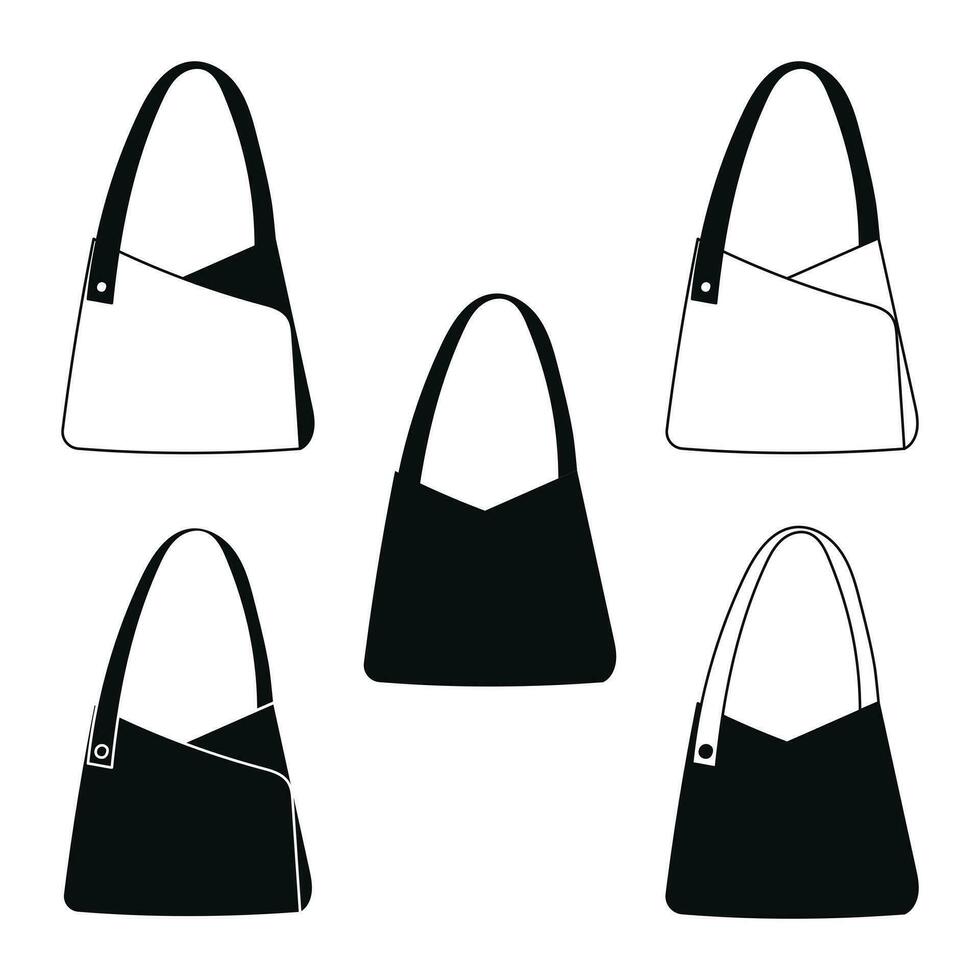 silhouette di un' donna Borsa, borsetta, borsa, frizione, bagaglio, Bagaglio vettore