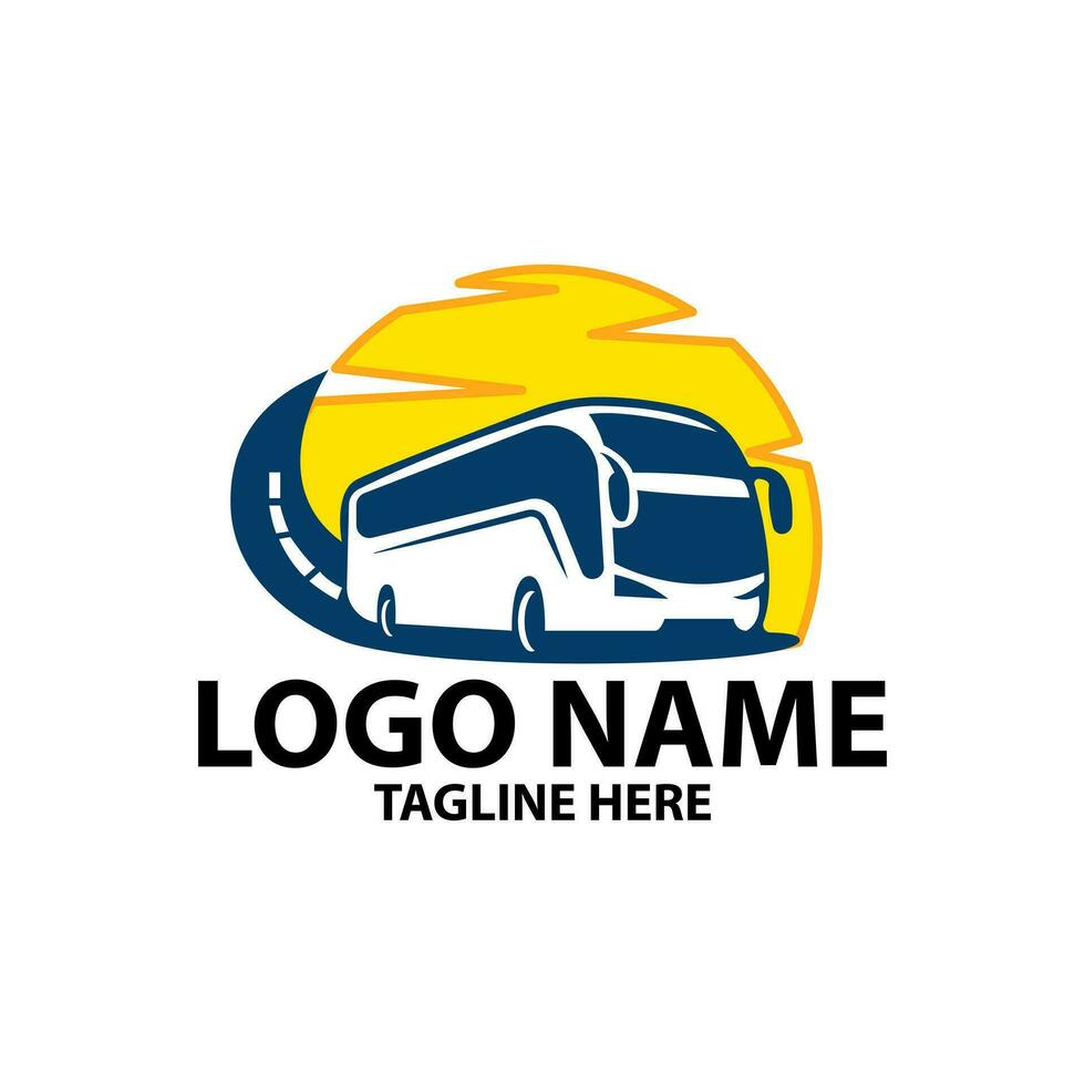 viaggio e giro autobus logo design vettore