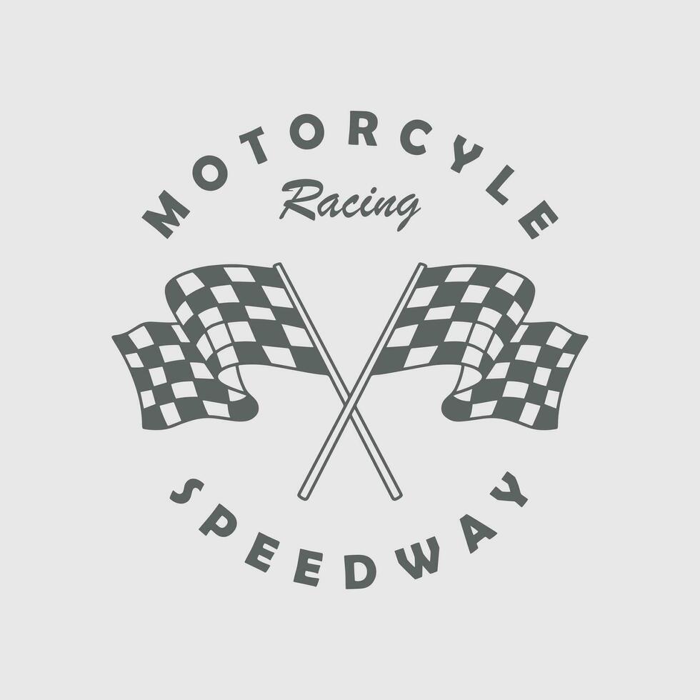 motociclo da corsa bandiera distintivo logo design vettore
