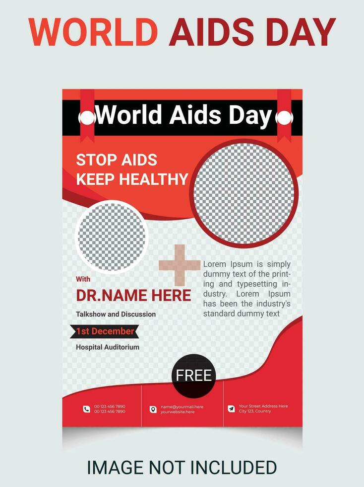 mondo AIDS giorno consapevolezza nastro e il testo su rosso sfondo. assistenza sanitaria e medicina concetto. vettore