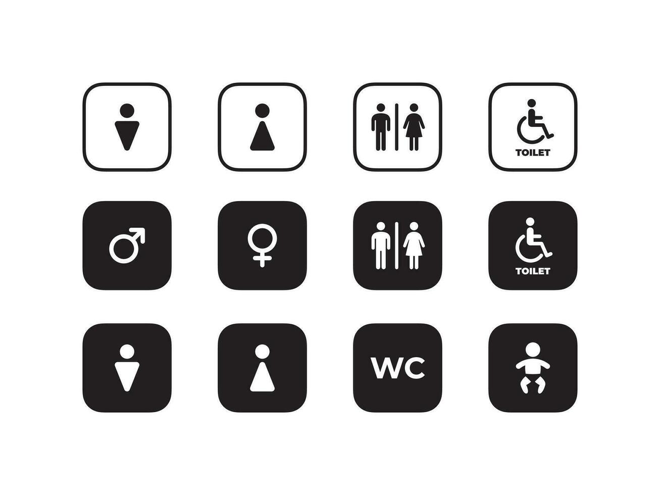 toilette icone impostare. gabinetto icone. bagno icone. Genere simboli. vettore scalabile grafica