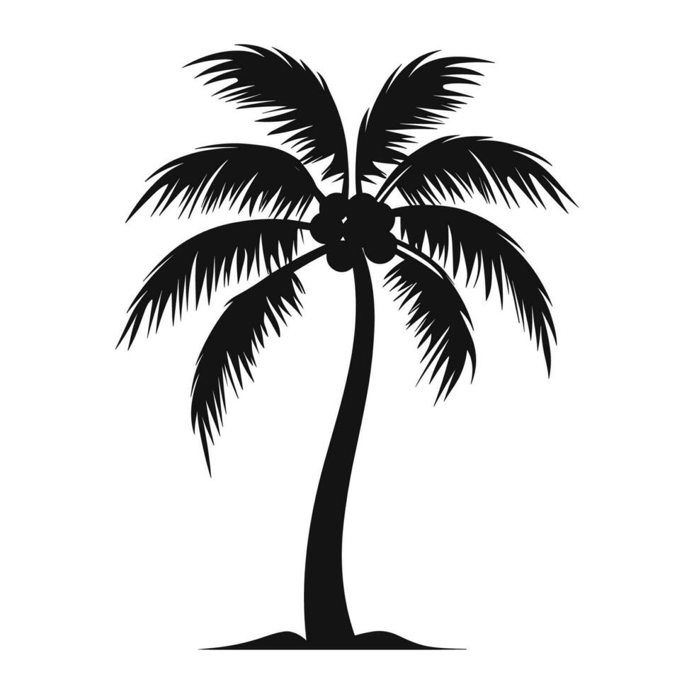 un' Noce di cocco albero silhouette vettore isolato su bianca sfondo