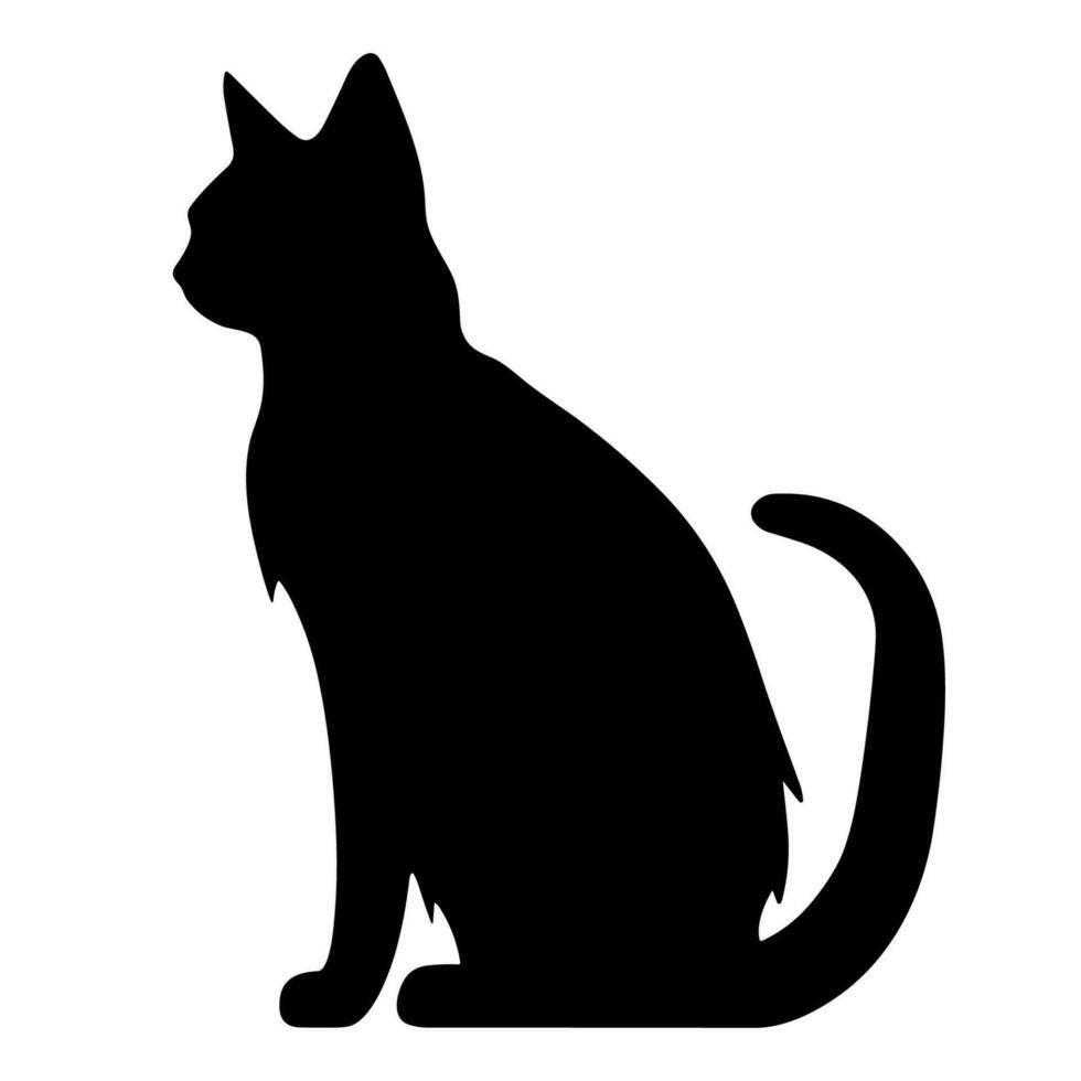 un' silhouette di un' nero gatto, pauroso gatto vettore isolato su un' bianca sfondo