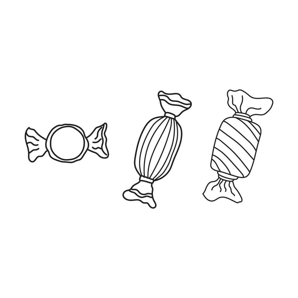 mano disegnato bambini disegno cartone animato vettore illustrazione avvolto caramella isolato su bianca sfondo