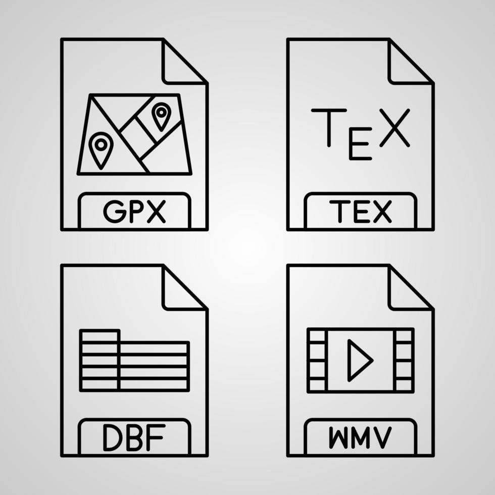 set di icone di formato file illustrazione vettoriale eps