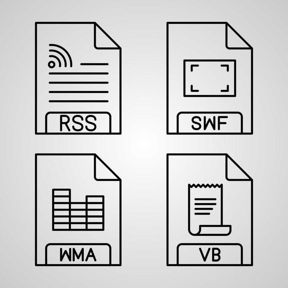 set di icone della linea di formato file raccolta di simboli vettoriali in stile contorno alla moda