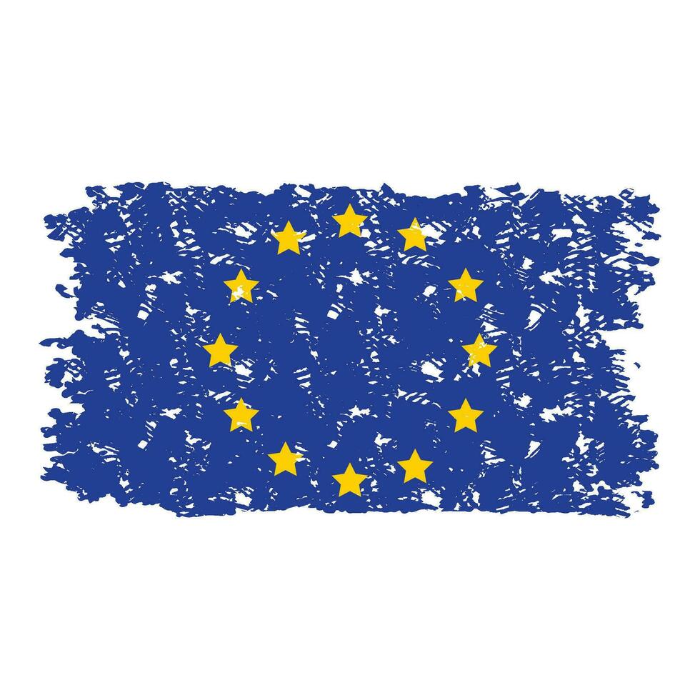 europeo unione bandiera struttura grunge isolato su bianca sfondo. vettore europeo bandiera, Unione Europea ufficiale simbolo illustrazione