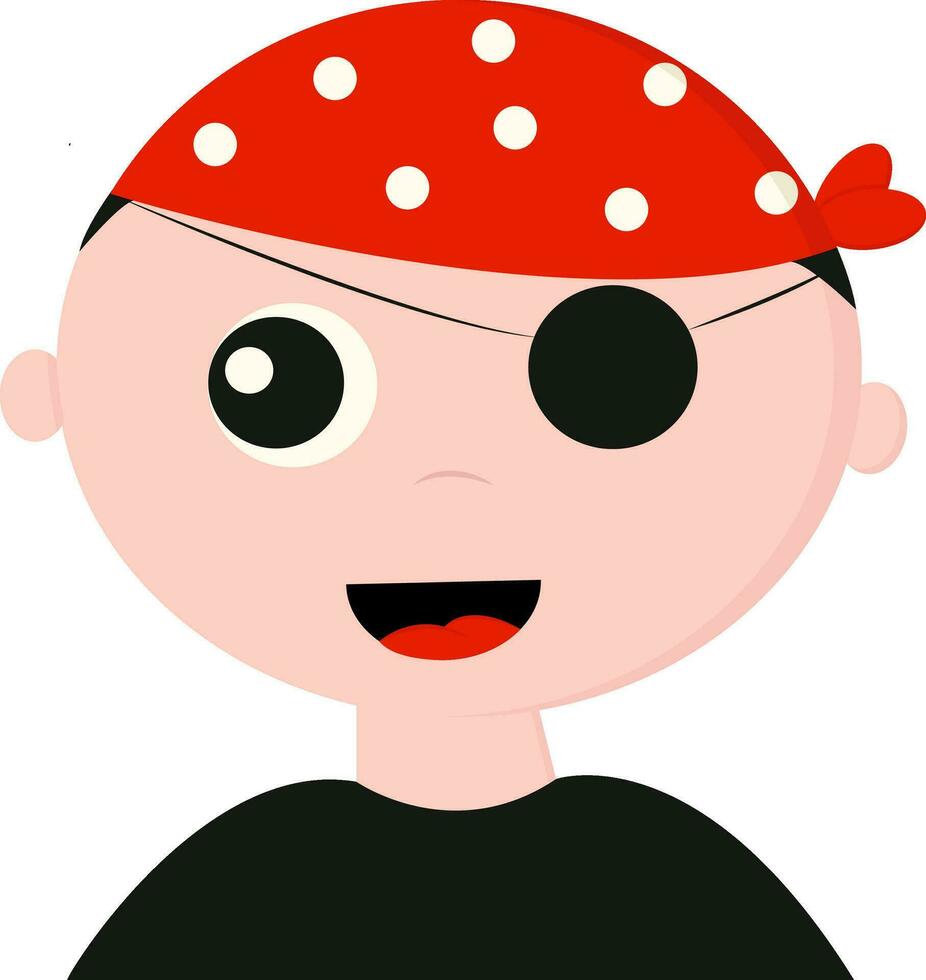 carino pirata indossare un' rosso bandana con bianca polka design vettore o colore illustrazione