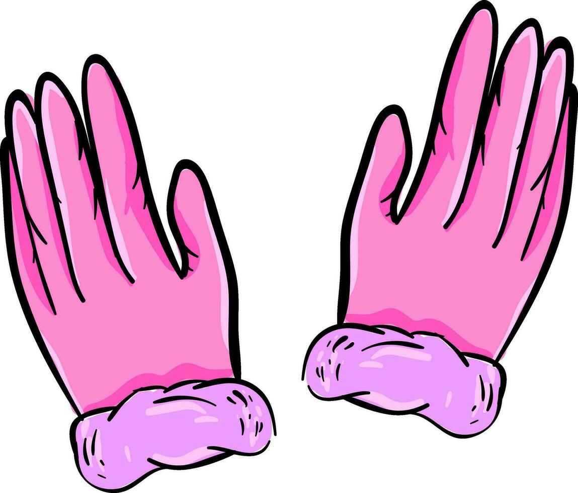 Due di colore rosa cartone animato guanti vettore o colore illustrazione