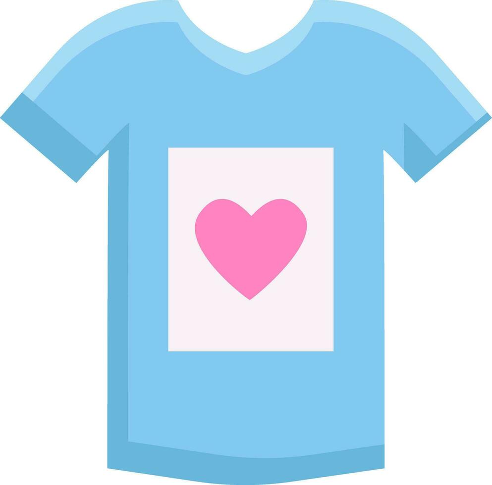 blu senza maniche camicia con cuore illustrazione colore vettore su bianca sfondo