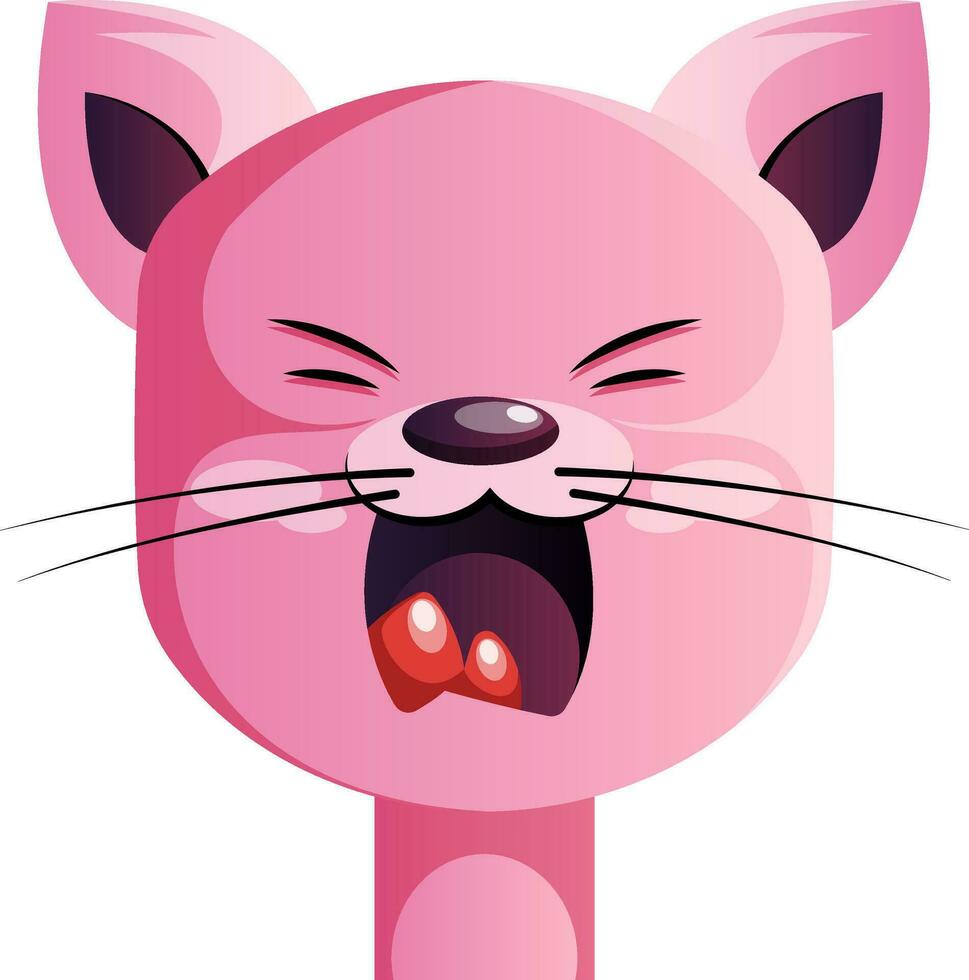 arrabbiato rosa cartone animato gatto vettore illustartion su bianca sfondo