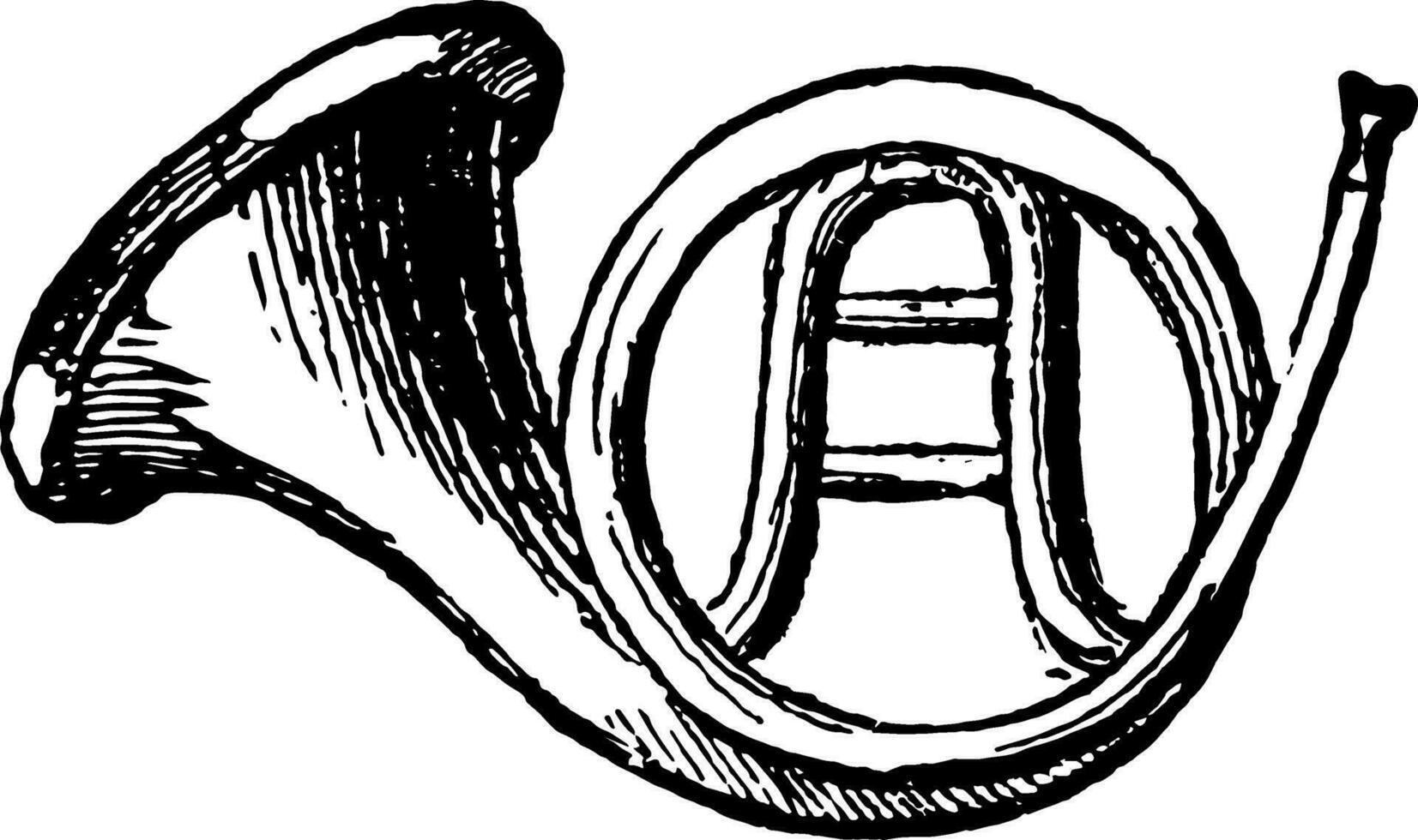 francese corno, Vintage ▾ illustrazione. vettore