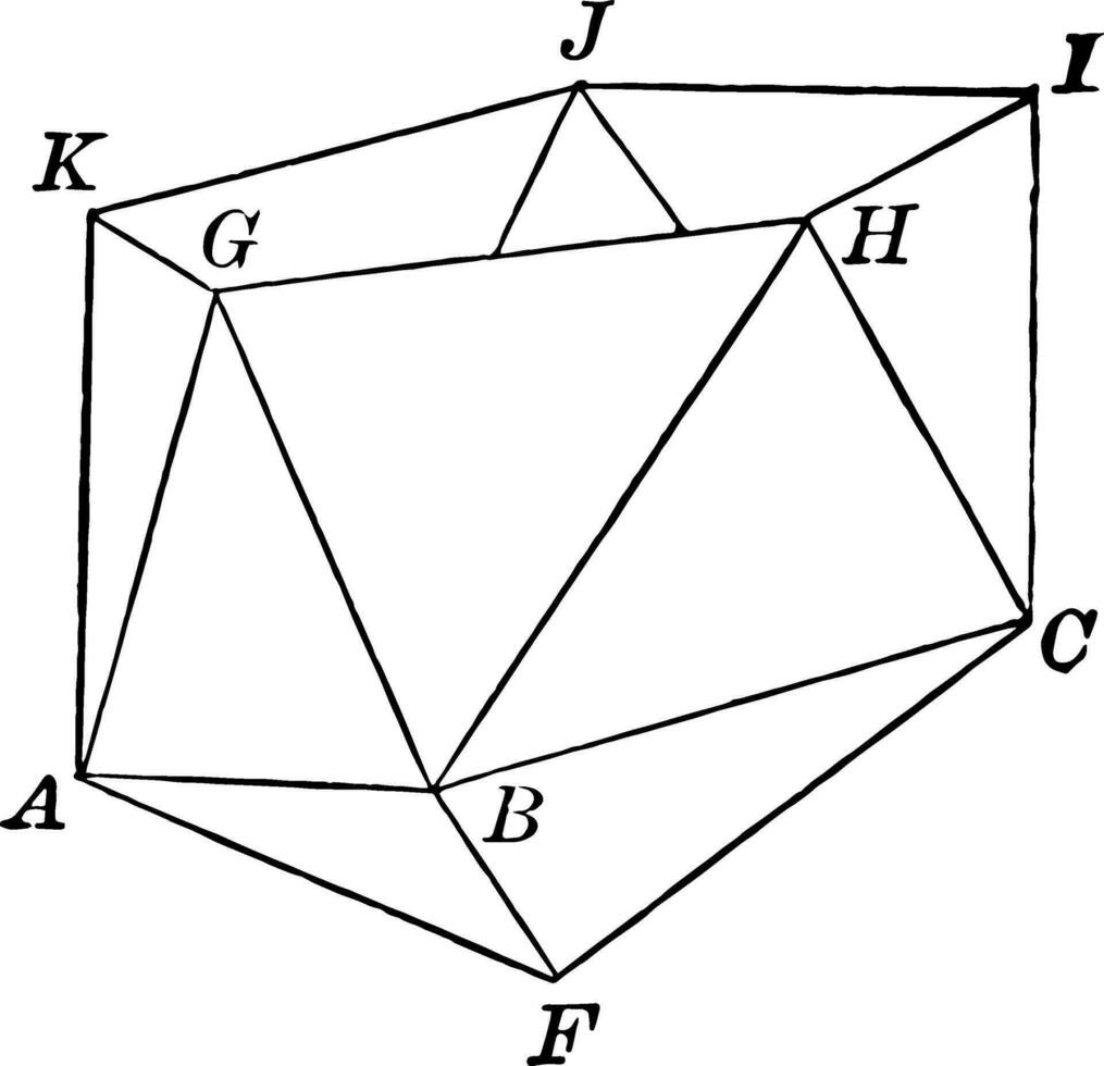 parte di un icosaedro Vintage ▾ illustrazione. vettore