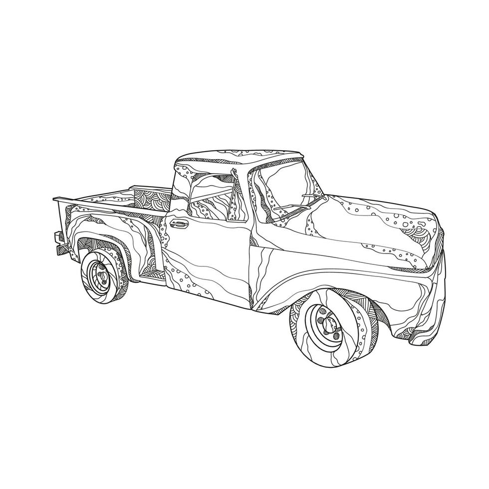 camioncino d'epoca doodle art vettore