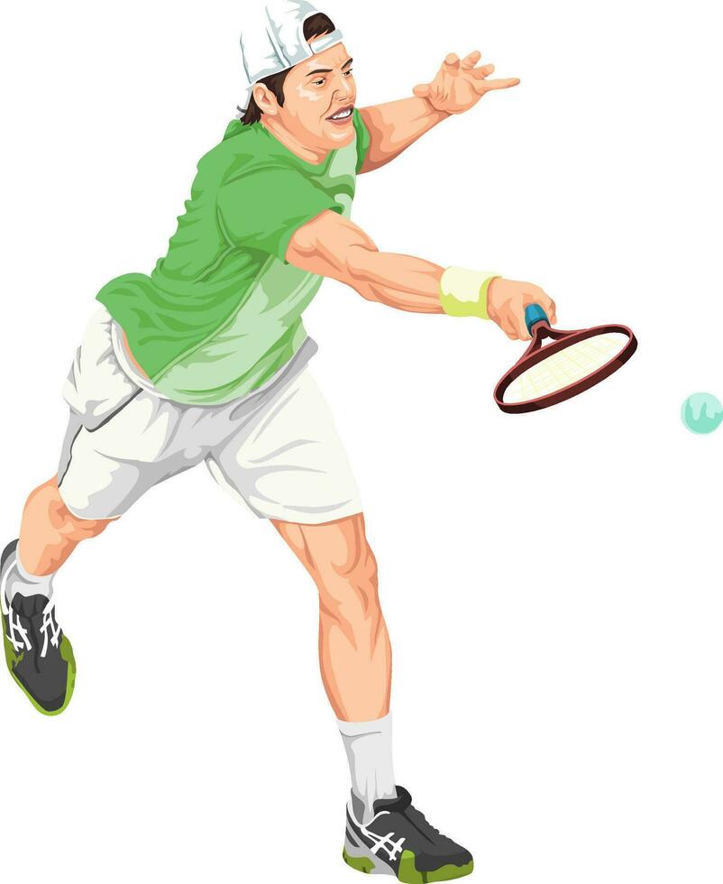vettore di tennis giocatore colpire il sfera.