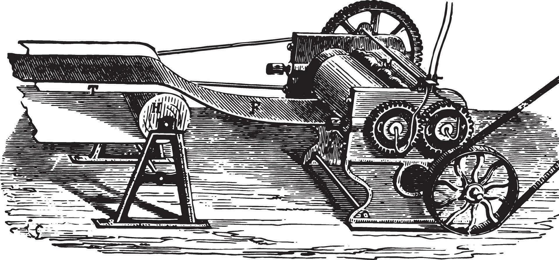 cilindro per il produzione di laminato gomma da cancellare fogli, Vintage ▾ incisione. vettore