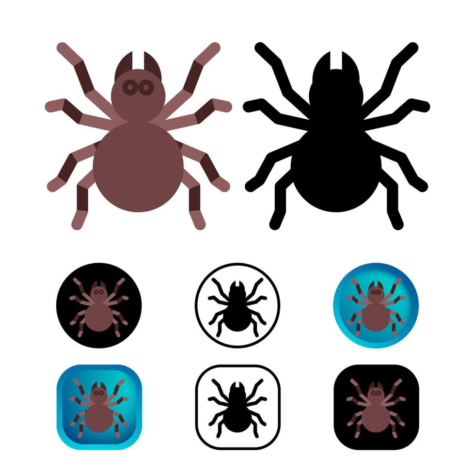 collezione di icone di ragno tarantola piatta vettore