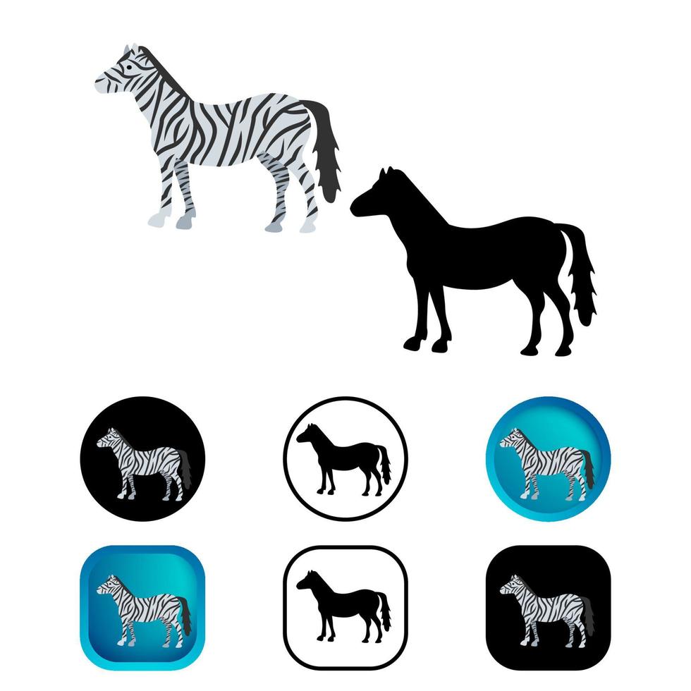 collezione di icone animali zebra piatta vettore
