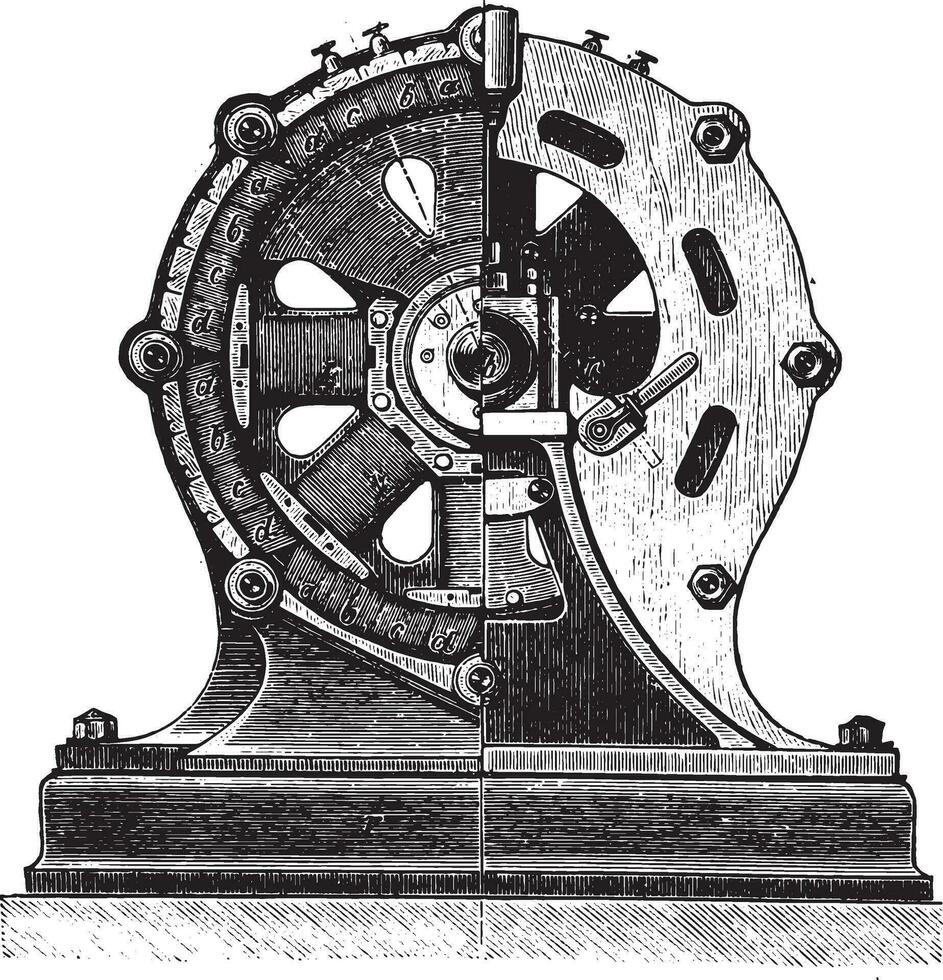 macchina AC e divisione, Sig. grammo, Vintage ▾ incisione. vettore