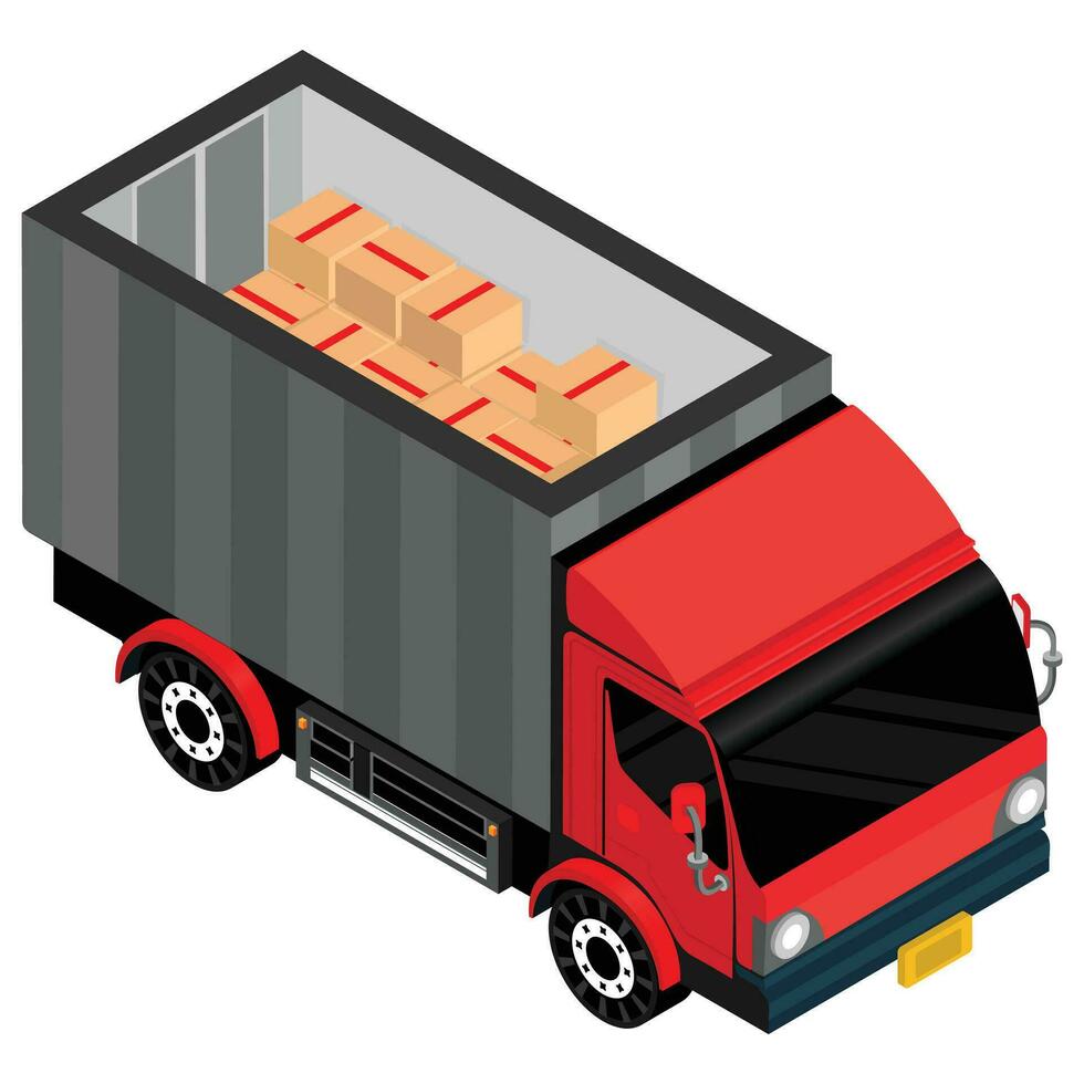 camion di consegna con scatole vettore