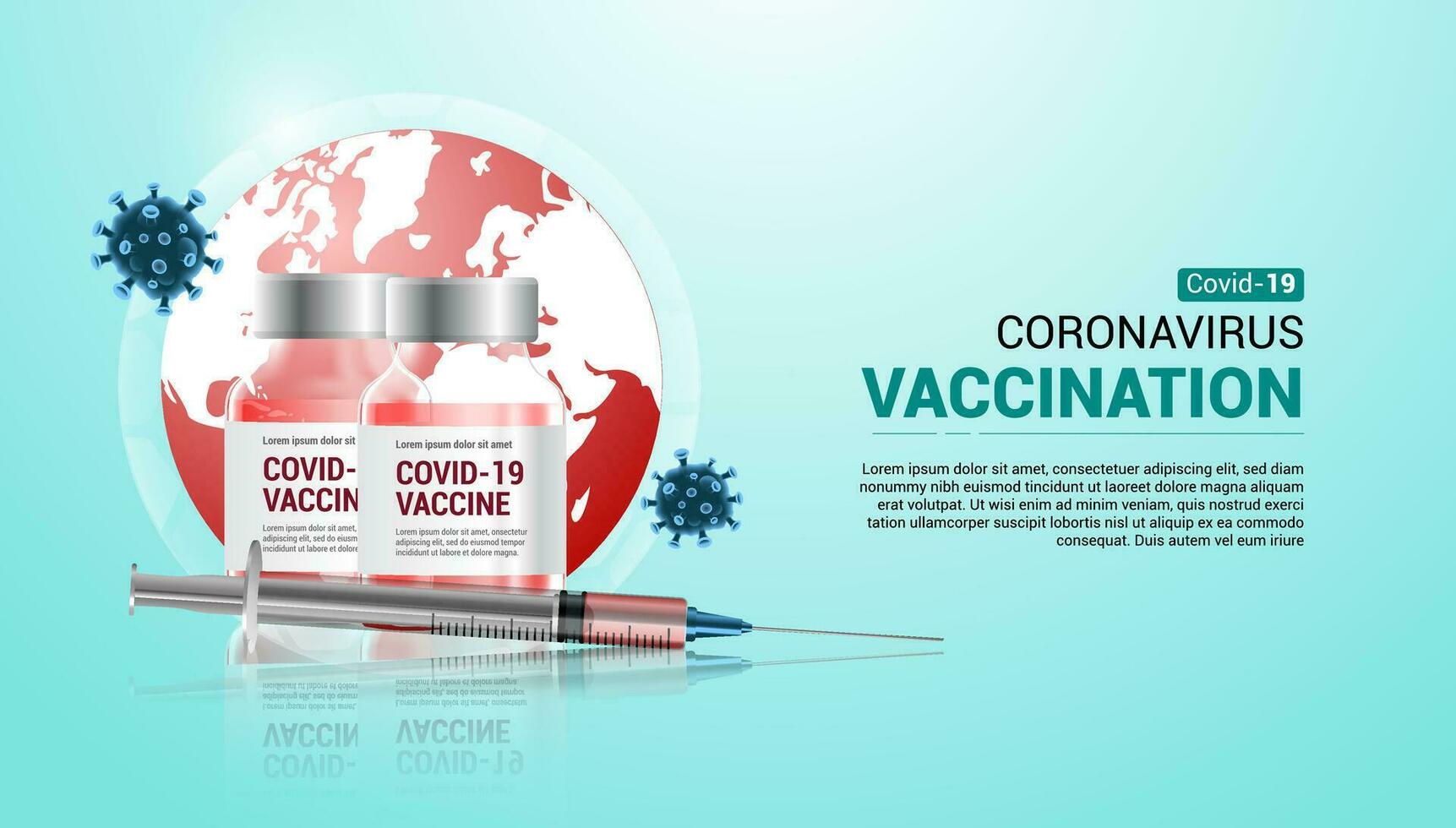 coronavirus vaccinazione bandiera con siringa, vaccino, scudo, coronavirus vettore