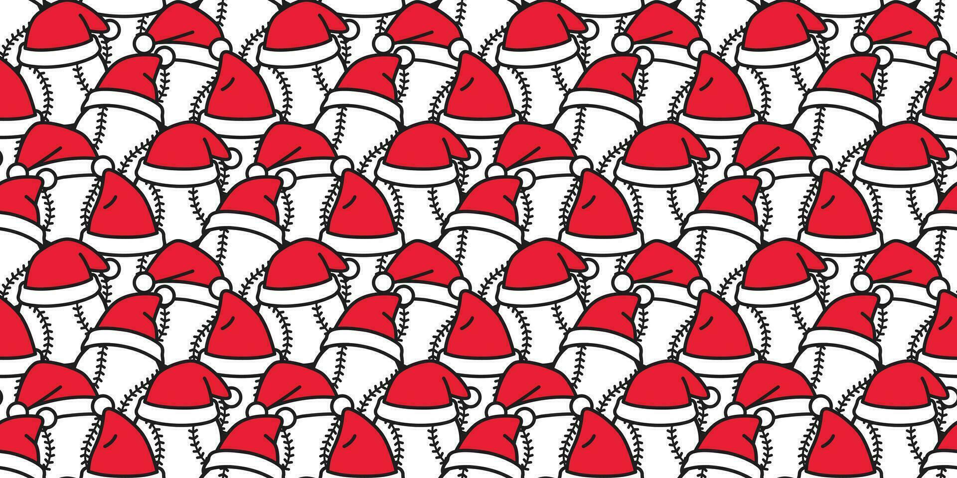 baseball senza soluzione di continuità modello Natale vettore Santa Claus cappello softball sport cartone animato sciarpa isolato piastrella sfondo ripetere sfondo illustrazione scarabocchio design