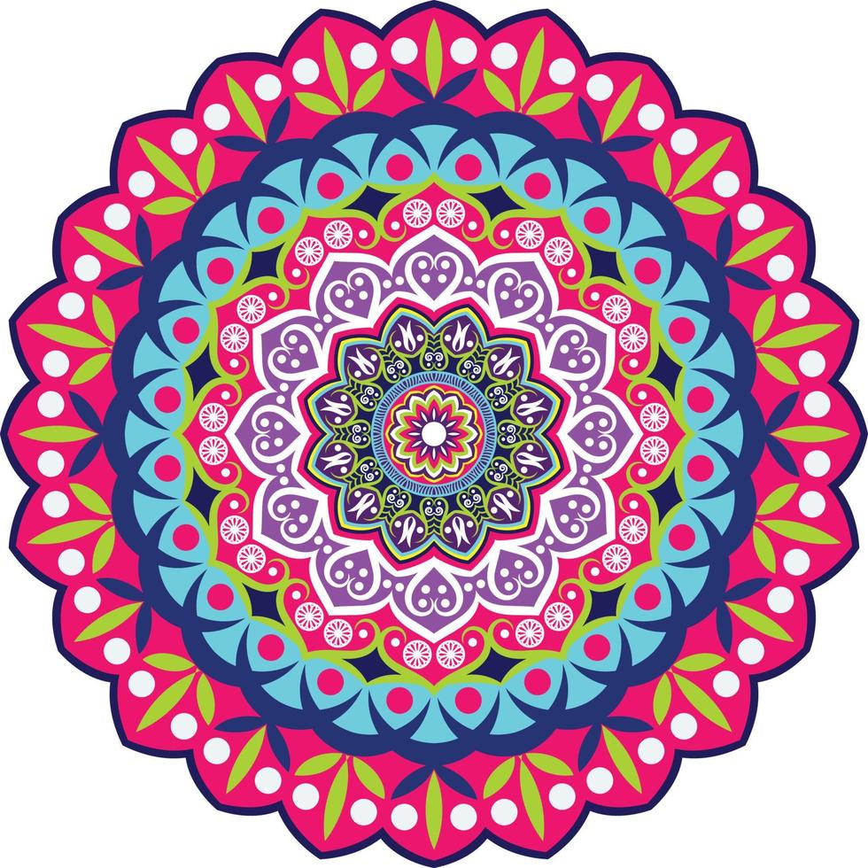 mandala colorato illustrazione in stile scarabocchio. mandala di doodle disegnato a mano di vettore con i cuori. design mandala dai colori vivaci per stampa, poster, copertina, brochure, flyer, banner, copertina del libro.