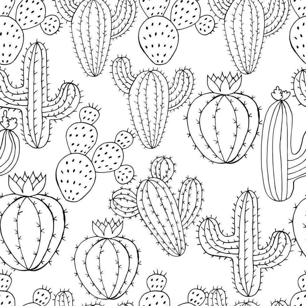 illustrazione da colorare. cactus, aloe, piante grasse. elementi naturali decorativi vettore