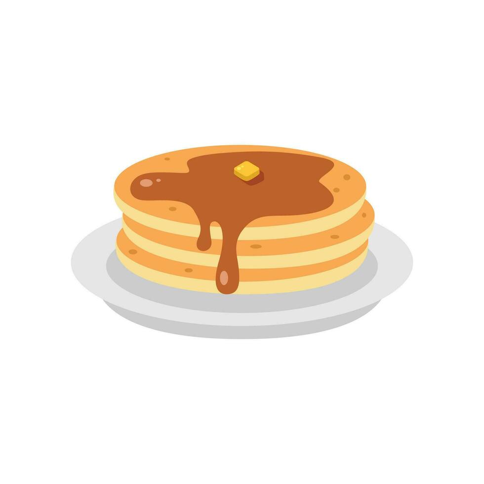 piatto illustrazione di pancake vettore. Alimenti e bevande quotidiano illustrazione. vettore