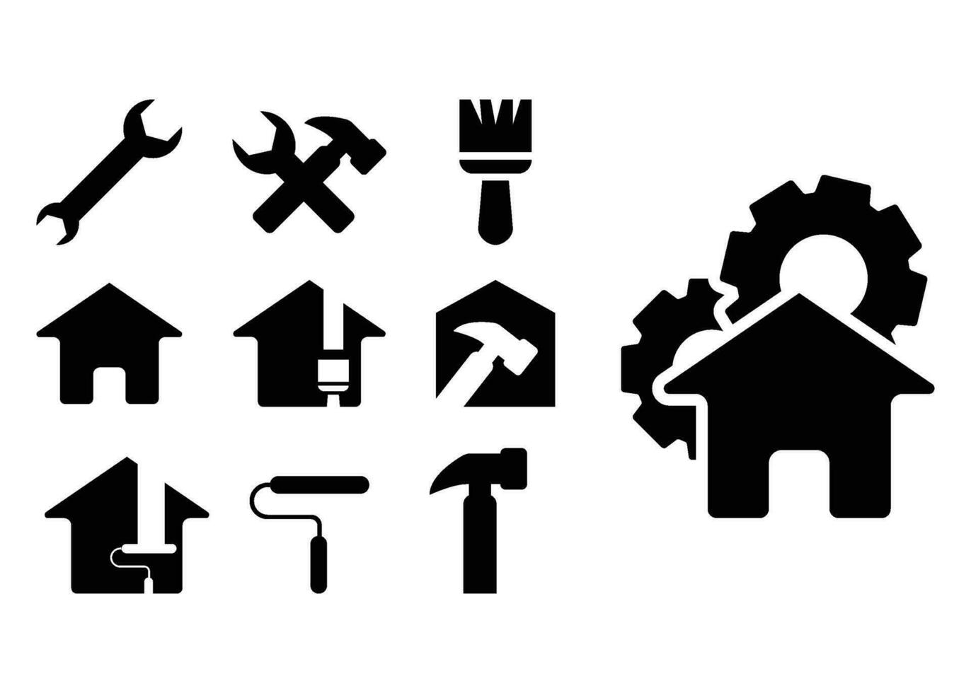 casa miglioramento icona impostato silhouette design modello isolato illustrazione vettore