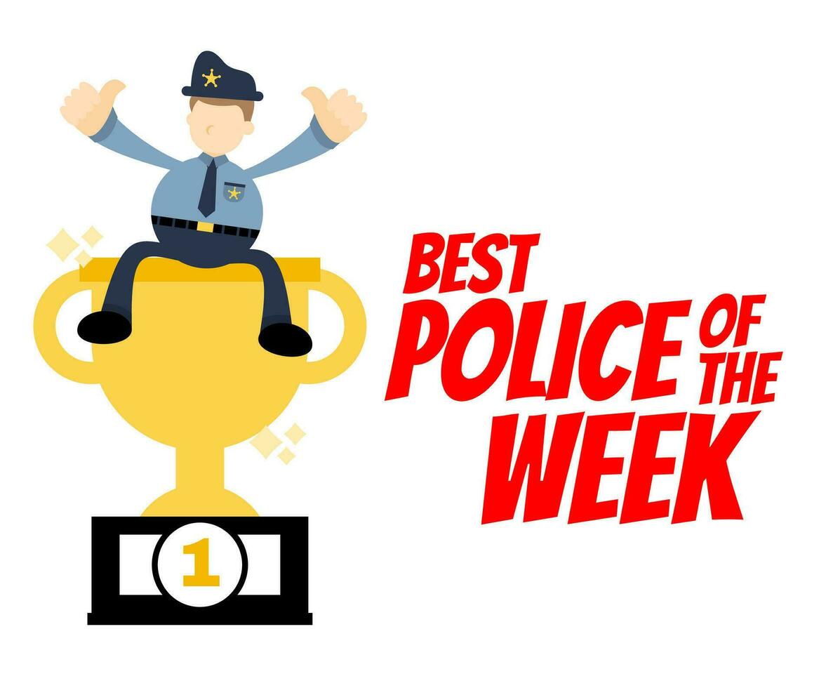 polizia migliore trofeo settimana campione cartone animato scarabocchio piatto design stile vettore illustrazione